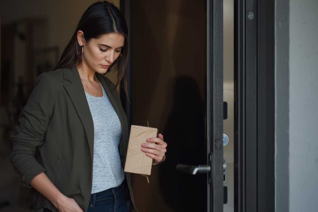 宅配やゴミ出しでスマホを置き忘れて締め出されるイメージ