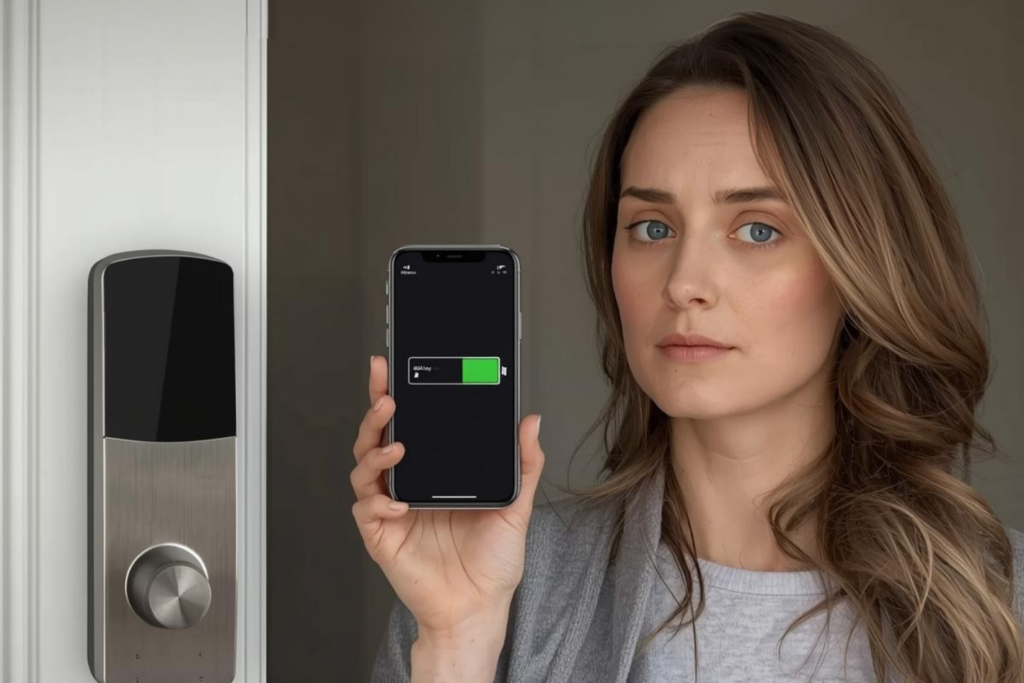 スマホの充電切れでアプリ操作できず困るイメージ