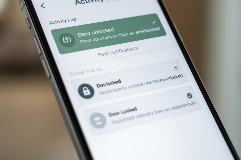 顔認証スマートロックの解錠履歴・通知イメージ