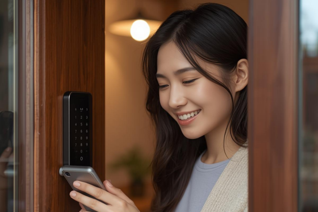 スマホで玄関ドアを解錠できるスマートロック（鍵の受け渡し不要）