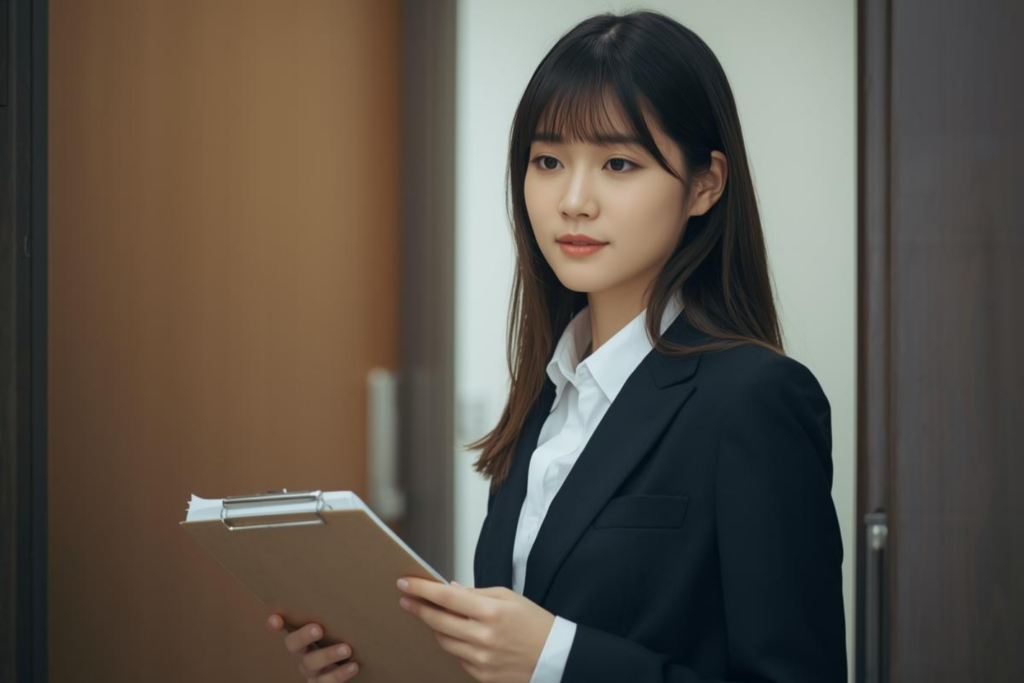 スマートロック導入前にチェックポイントを確認している様子