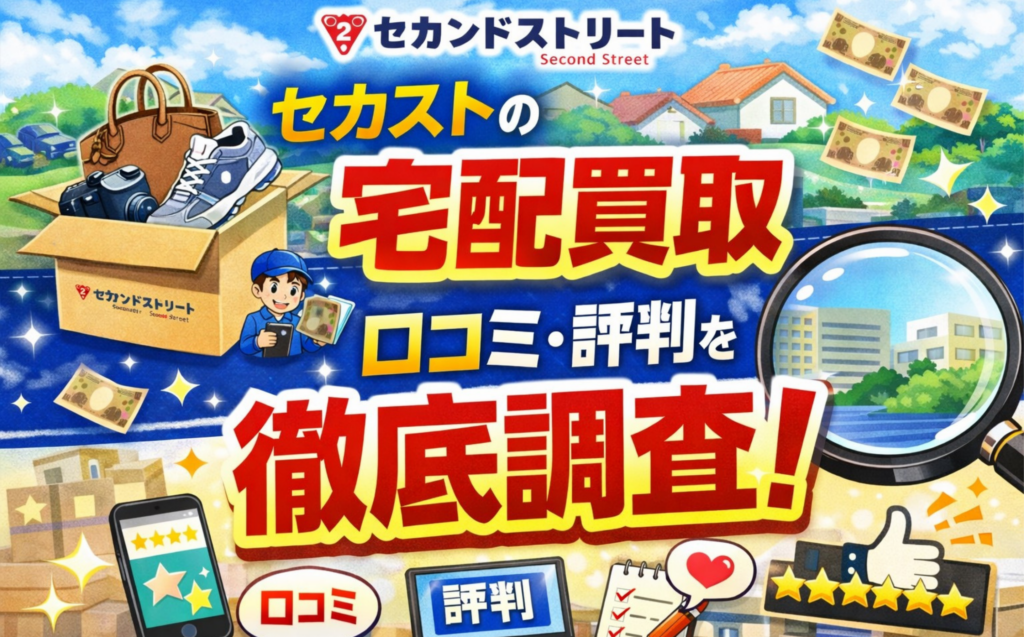 セカスト（セカンドストリート）の宅配買取について、口コミ・評判を徹底調査した記事のアイキャッチ画像