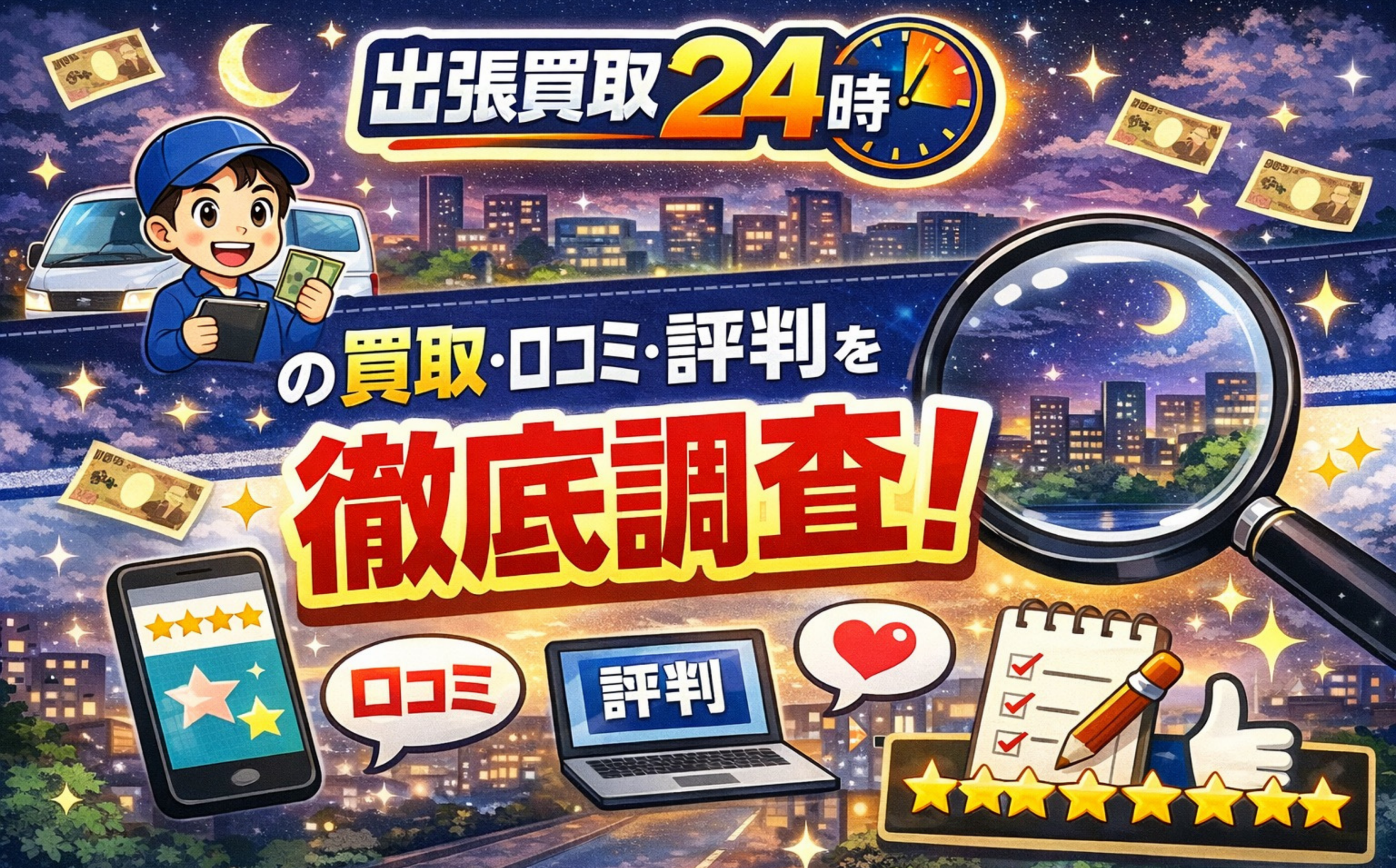 出張買取24時の買取サービスについて、口コミ・評判を徹底調査した記事のアイキャッチ画像