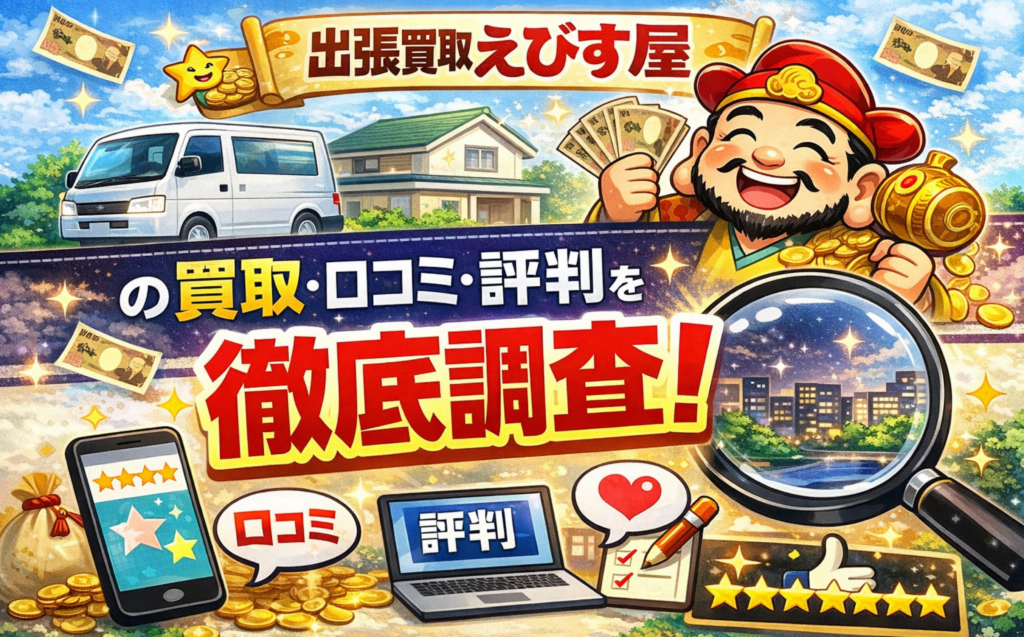 出張買取えびす屋の買取サービスについて、口コミ・評判を徹底調査した記事のアイキャッチ画像