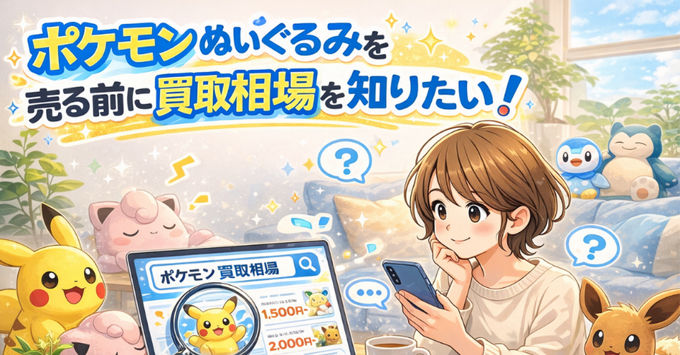 ポケモンぬいぐるみの買取相場で高値を狙いやすいキャラクターと価格帯を調べるイメージ画像