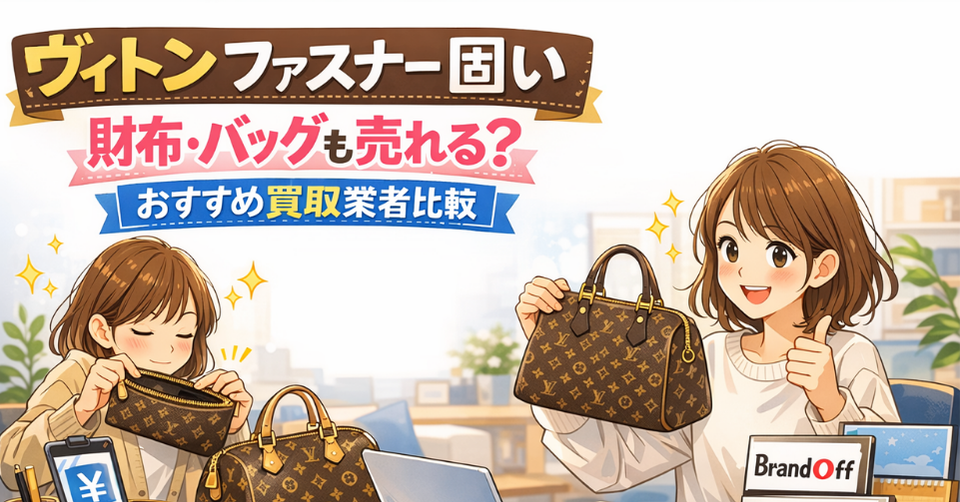 ファスナーが固いヴィトンの財布やバッグを確認しながら、買取を検討する女性たちのイメージ
