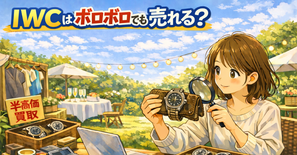 IWCの腕時計をルーペでチェックする女性と買取準備の様子