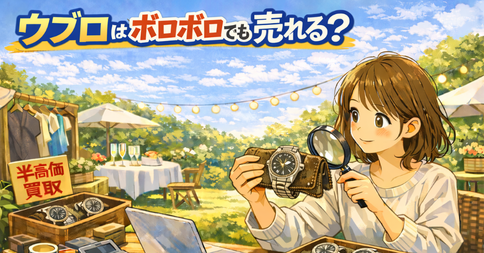 ウブロの腕時計を手に取り状態をチェックする女性のイメージ