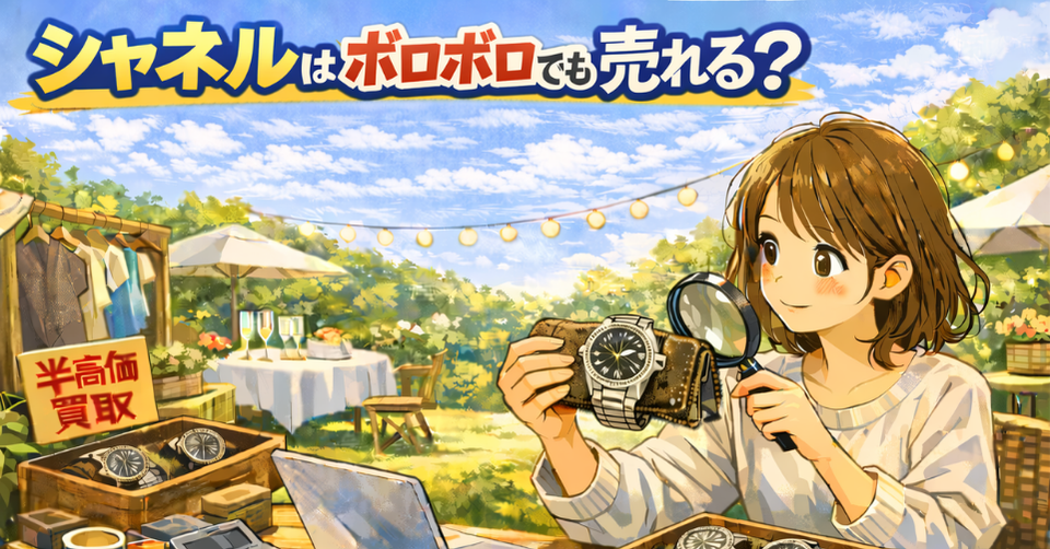 シャネルの腕時計をチェックする女性と査定の様子