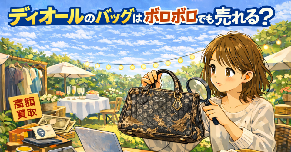 ボロボロのディオールのバッグを確認している女性のアイキャッチ画像