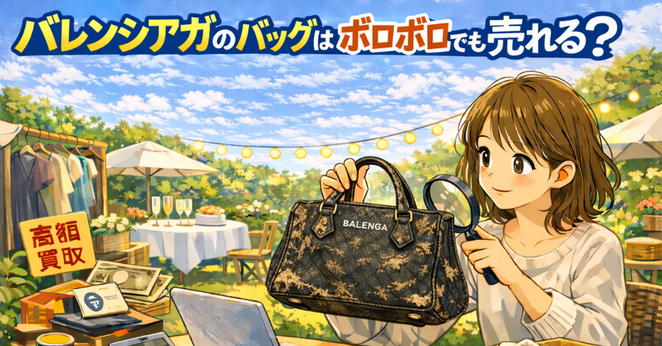 傷んだバレンシアガのバッグを手に持って見ている女性のアイキャッチ画像