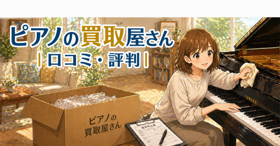 ピアノを掃除しながら買取準備する女性のイラスト