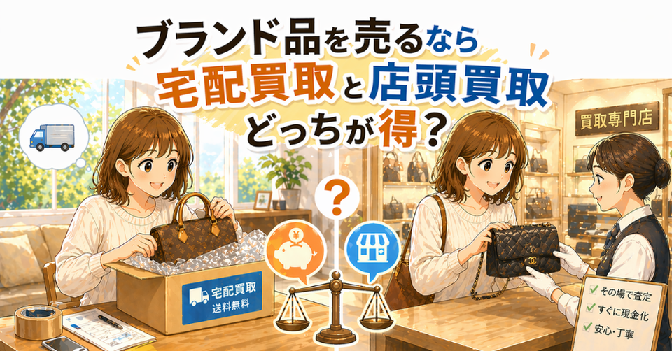 ブランドバッグを宅配で送る方法と店舗で査定するシーンの比較