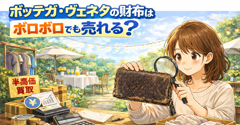 劣化したボッテガ財布を確認する様子｜ブランド買取イメージ