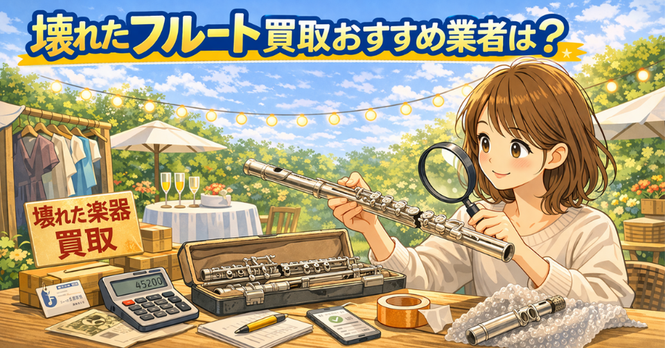 フルートを分解・清掃しながら査定しているイメージ