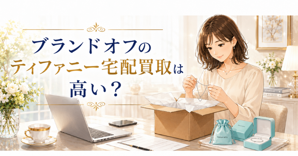 ブランドオフのティファニー宅配買取を検討する女性が、ネックレスを梱包して査定に出す様子