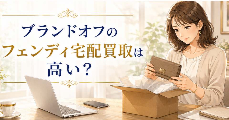ブランドオフのフェンディ宅配買取について、女性が財布を確認しているアイキャッチ画像