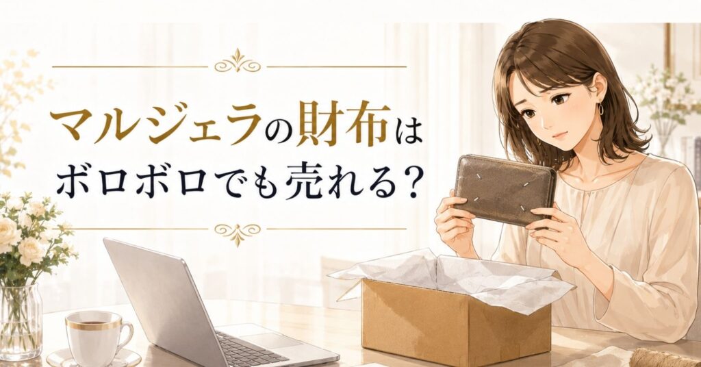 ボロボロになったマルジェラの財布を女性が宅配買取前に確認しているアイキャッチ画像